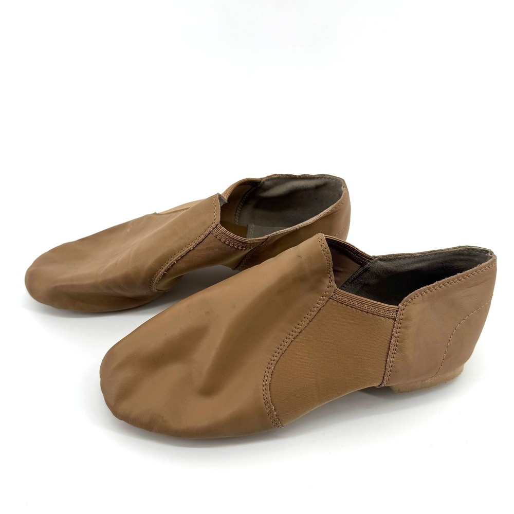 Linodes Leather Upper Jazz Shoe Women 8 Tan Slip On Split Sole Dance Shoes